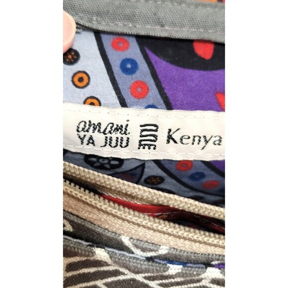 Amani Ya JUU Handcrafted Gray & White Crossbody Bag With Geometric Print Size s - Picture 5 of 8